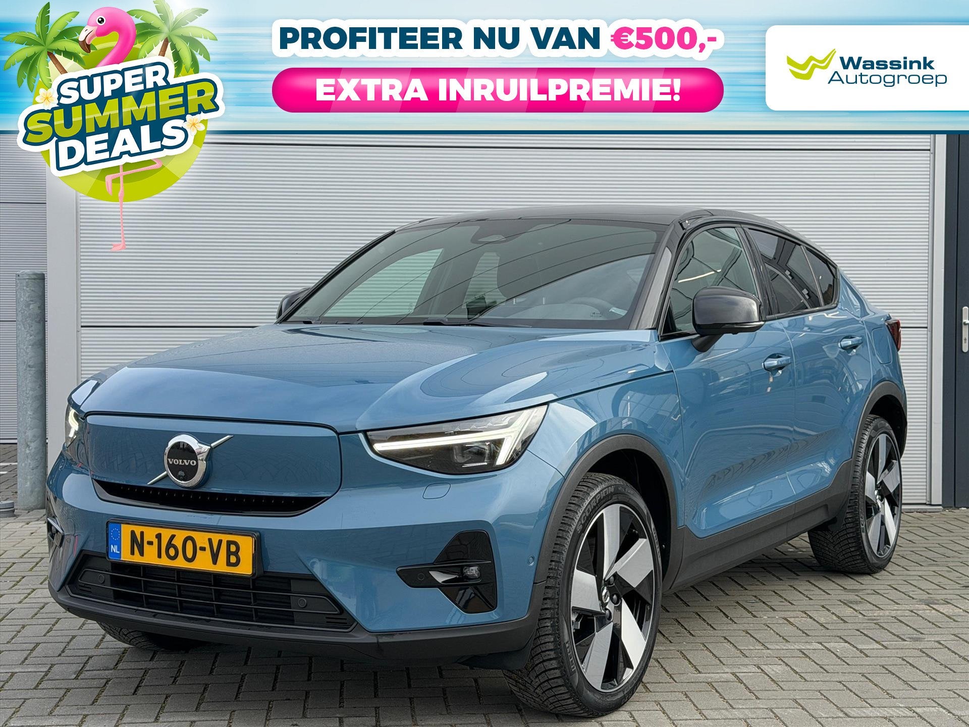 Volvo C40 Recharge Twin Pure electric 408pk Intro Edition |, Auto's, Volvo, Zwart, Blauw, Origineel Nederlands, Vierwielaandrijving