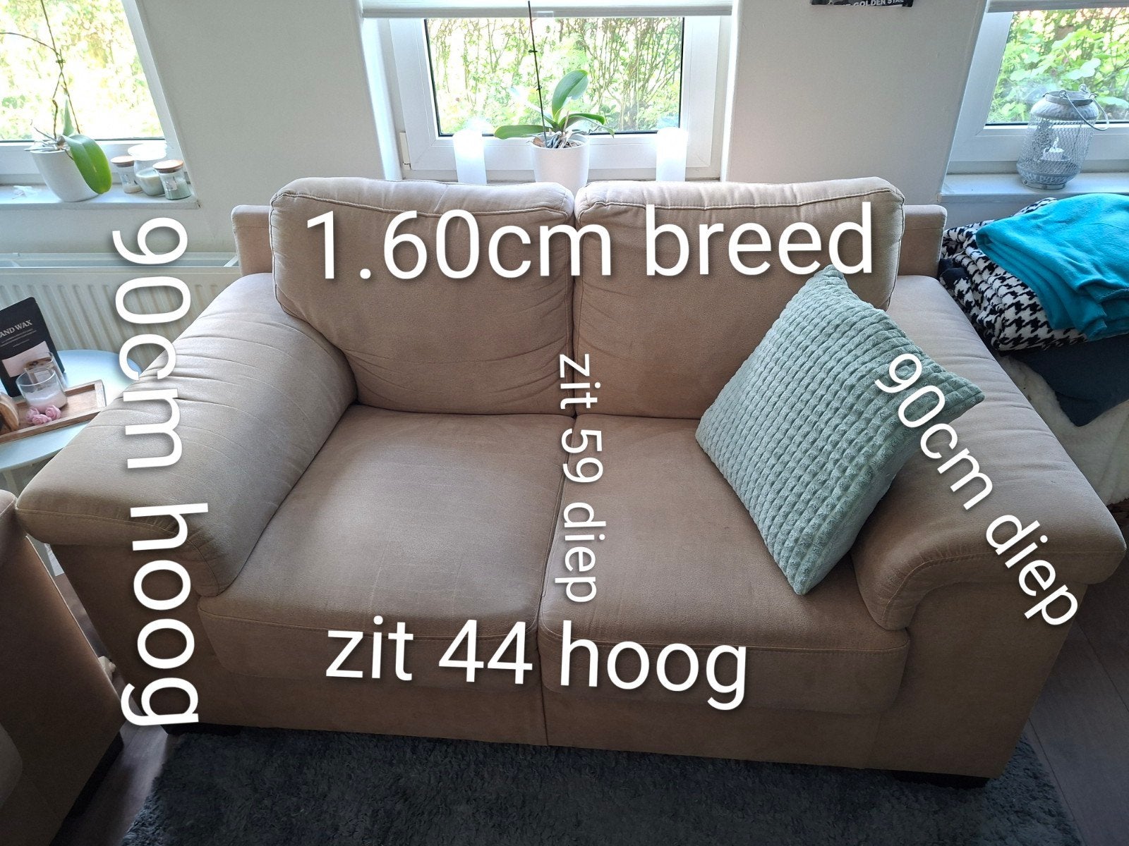 Comfortabele 2- en 2,5-zitsbanken, beige stof, Ophalen, Gebruikt, 150 tot 200 cm, Tweepersoons