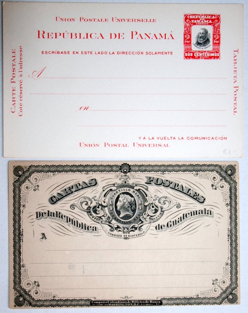 2 oude ongbruikte Midden-Amerikaanse briefkaarten, Postzegels en Munten, Ophalen of Verzenden, Briefkaart