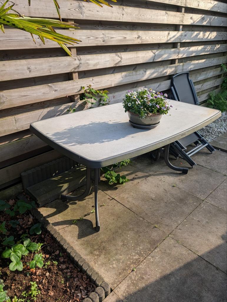 Mecalit tuintafel antraciet / grijs, Ophalen, Gebruikt, Rechthoekig, Overige materialen