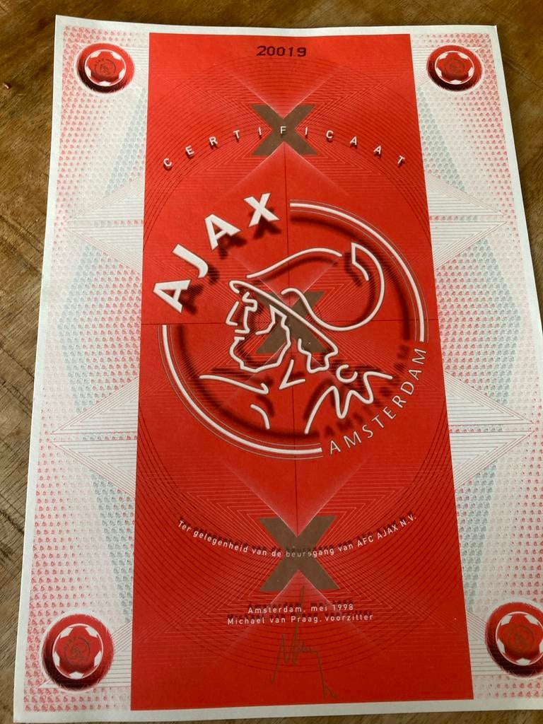 Certificaat beursgang AFC Ajax N.V. - Mei 1998, Ophalen, Ajax, Overige typen