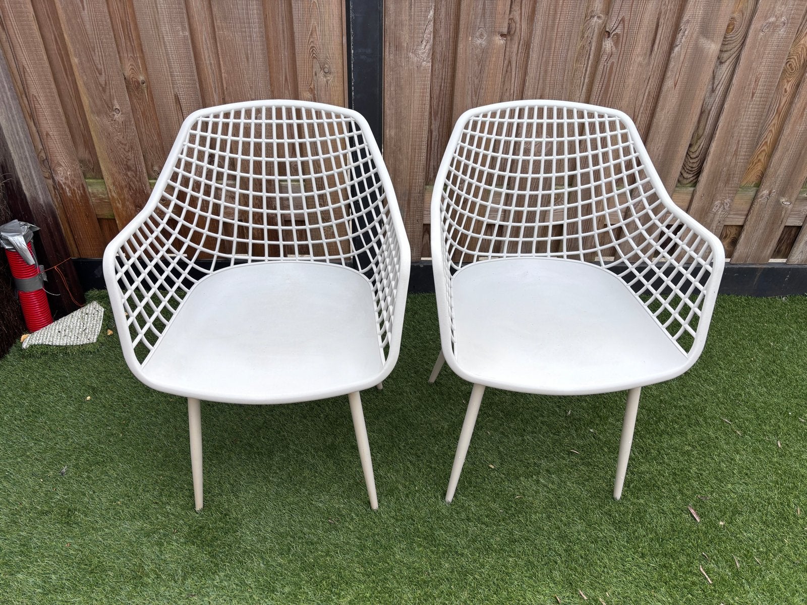 Kuipstoel Webbing licht beige/grijs, Huis en Inrichting, Ophalen, Kunststof, Gebruikt, Twee