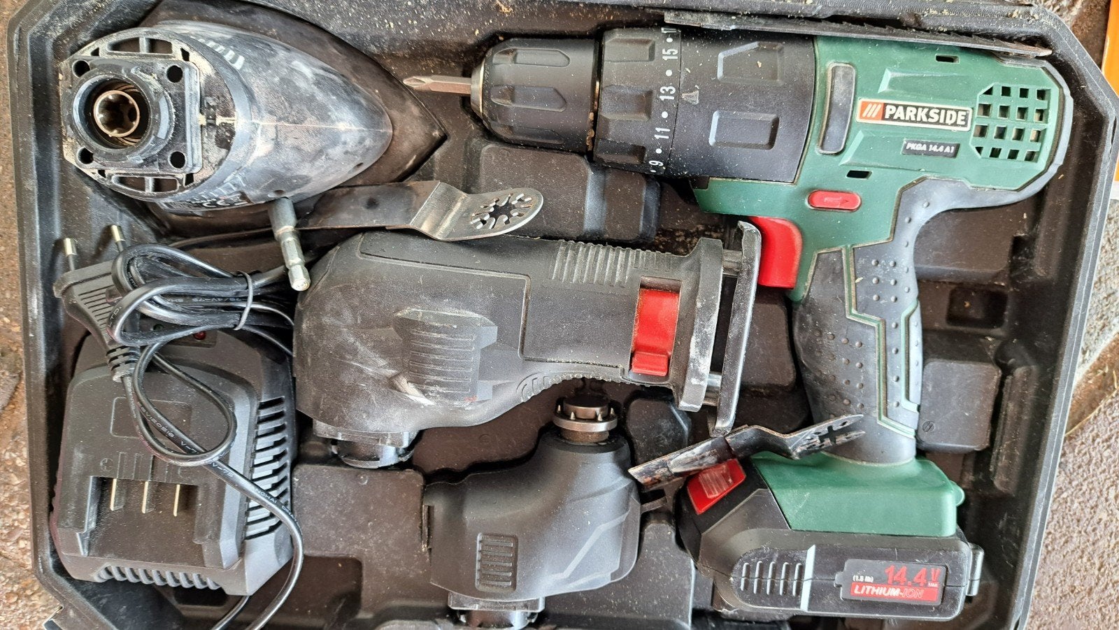 Parkside 4-in-1 Accugereedschap Set - Boor, Zaag, Schuur, Ophalen of Verzenden, Gebruikt, Overige typen
