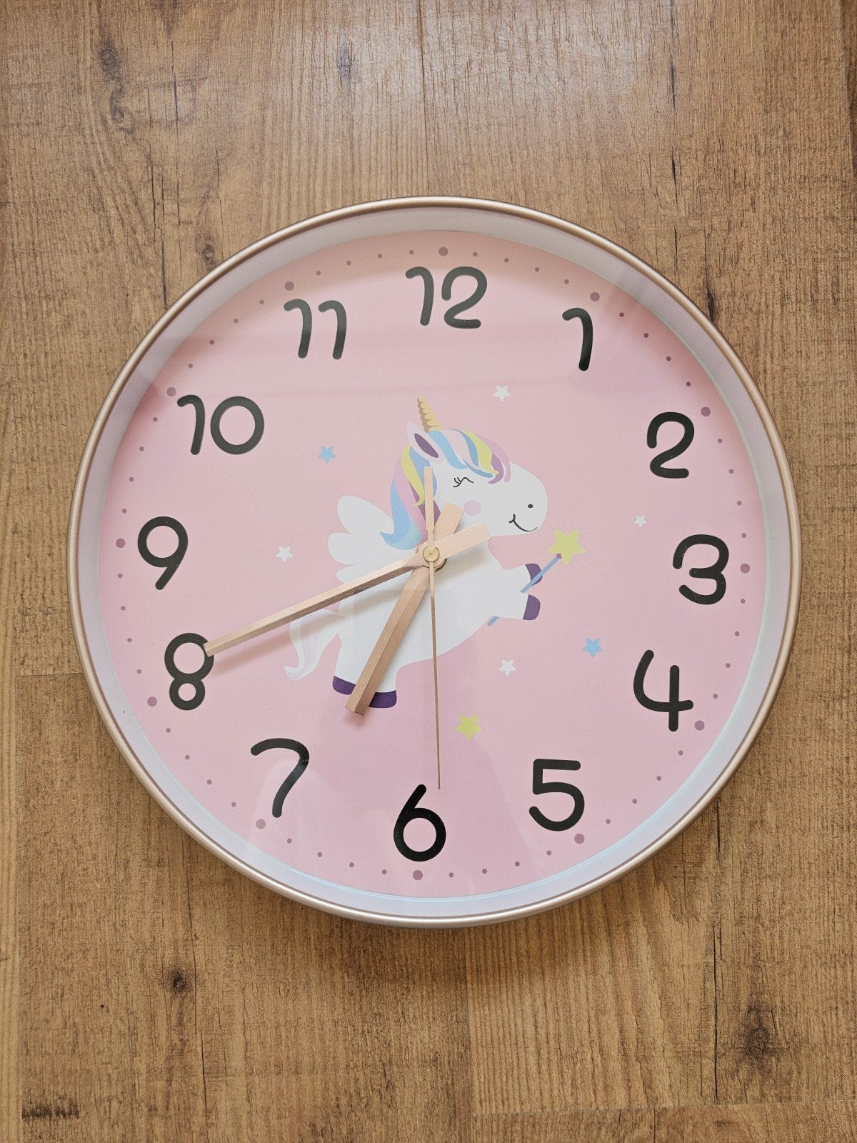 Roze Eenhoorn Wandklok voor Kinderkamer, Ophalen, Analoog, Werkt op batterijen, Roze