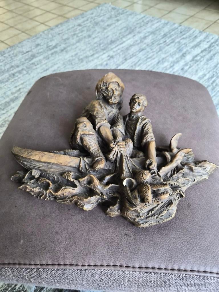 Wanddecoratie: Vissers in boot met vangst, Ophalen of Verzenden, Handgemaakt, Wanddecoratie, 20 - 50 cm