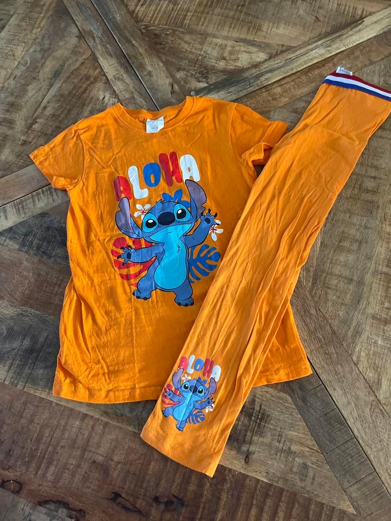 Koningsdag pakje Stitch Aloha oranje shirt en broek, Ophalen of Verzenden, Nieuw, Meisje