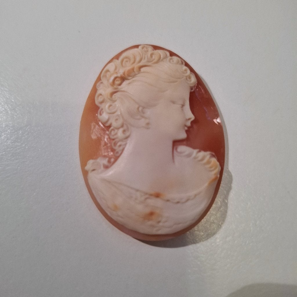 Losse ongezette schelpcamee +/- 1900, Sieraden, Tassen en Uiterlijk, Antieke sieraden, Verzenden, Overige materialen, Overige typen