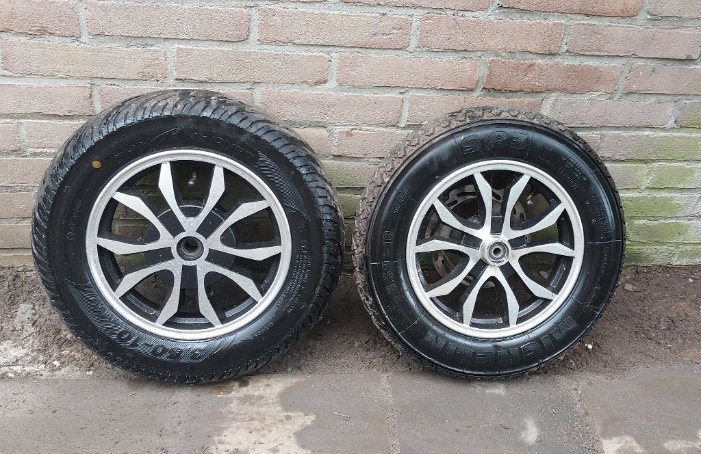 Velgen met banden voor oa BTC Riva, AGM VX50 en La Souris, Ophalen of Verzenden, Gebruikt, Overige typen, Overige merken