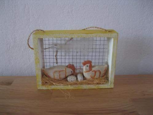 Houten paasschilderijtje, Ophalen of Verzenden, Zo goed als nieuw, Minder dan 50 cm, Schilderij