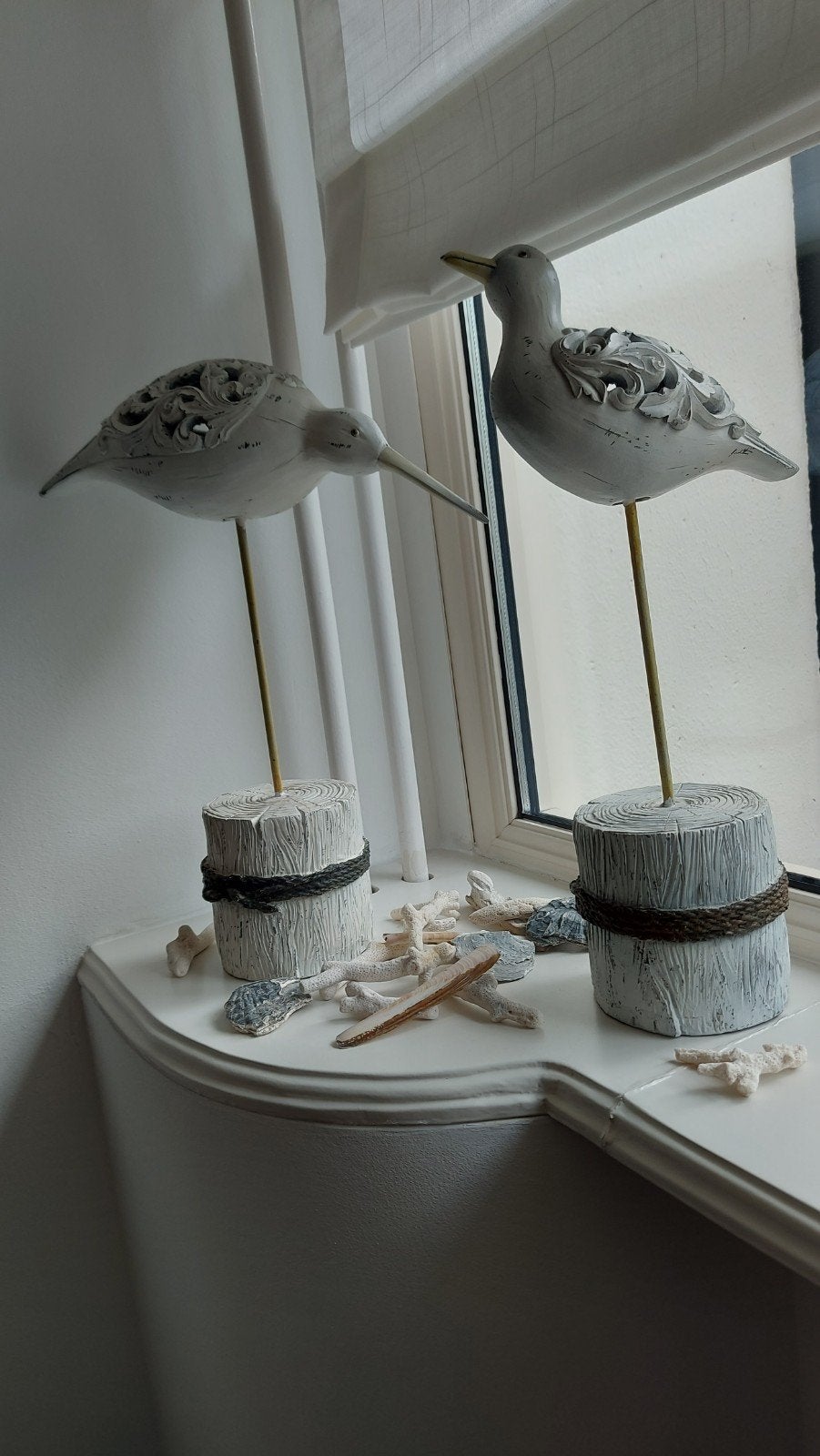 2 stenen vogels meeuwen op stevige voet voor decoratie, Ophalen of Verzenden, Zo goed als nieuw