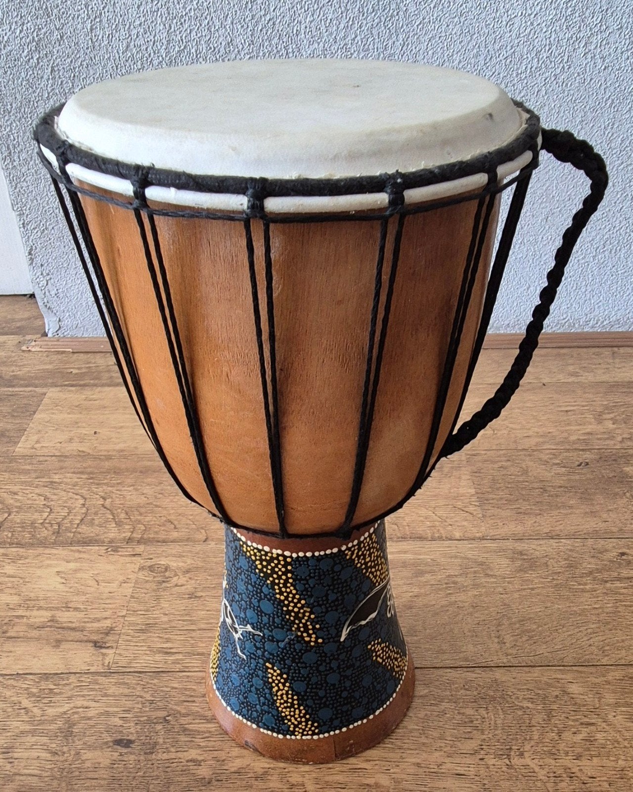 Mooie Djembe Trommel met Afrikaanse patronen, Ophalen of Verzenden, Zo goed als nieuw, Trommel