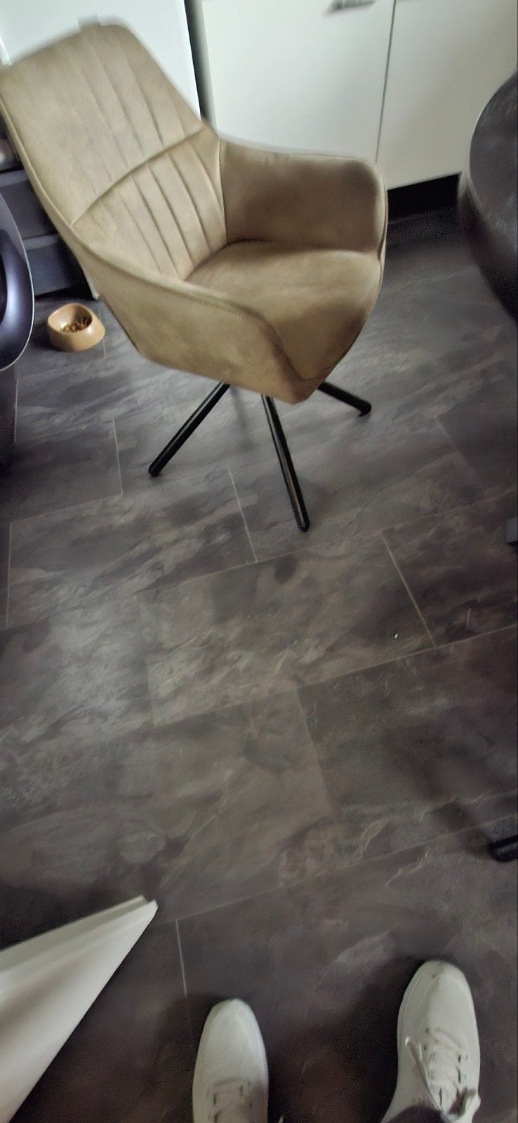 Ronde eettafel met 4 draaibare stoelen - Zwart/Taupe, Ophalen, Gebruikt, Overige kleuren, Modern, Industrieel
