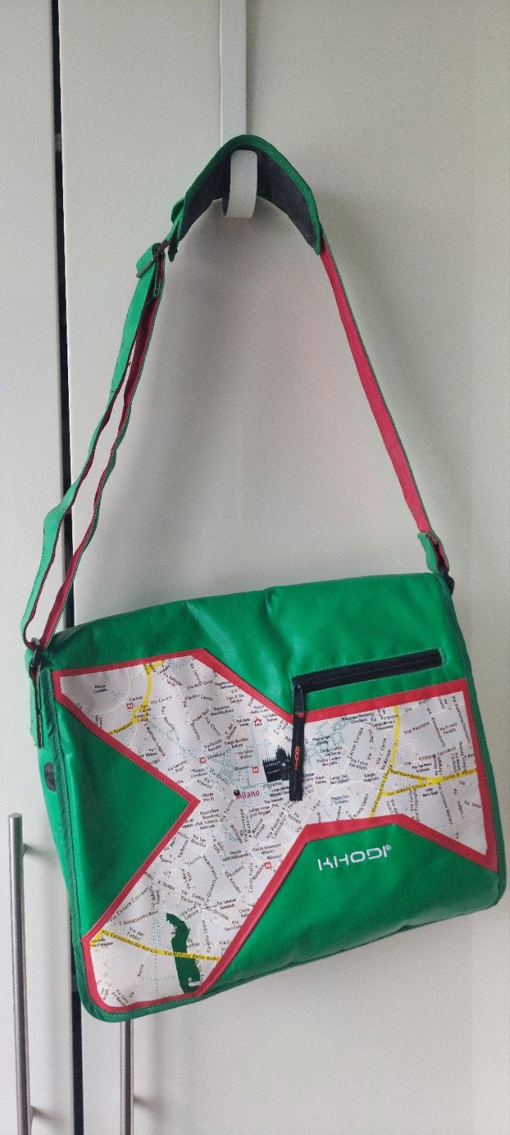 KHODI Groene Messengertas, BSIDE 5MAP Milaan Kaartprint, Ophalen of Verzenden, Zo goed als nieuw, Groen, Overige merken