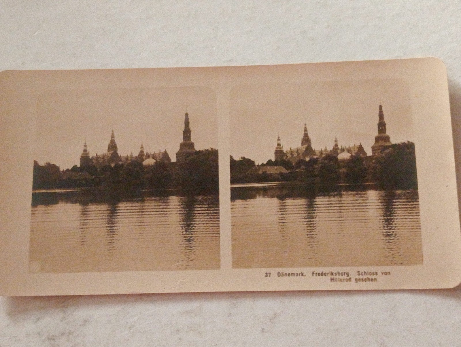 Stereofoto Denemarken Frederiksborg, Ophalen of Verzenden, Voor 1940, Gebruikt