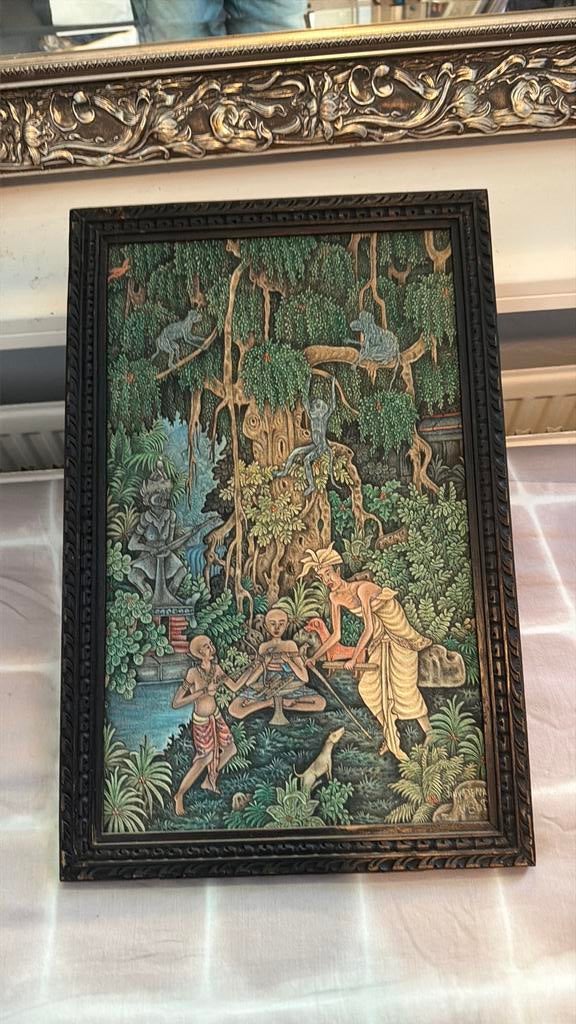 Indische schilderij op doek, Johnny Dana UB Bali, Antiek en Kunst, Ophalen of Verzenden