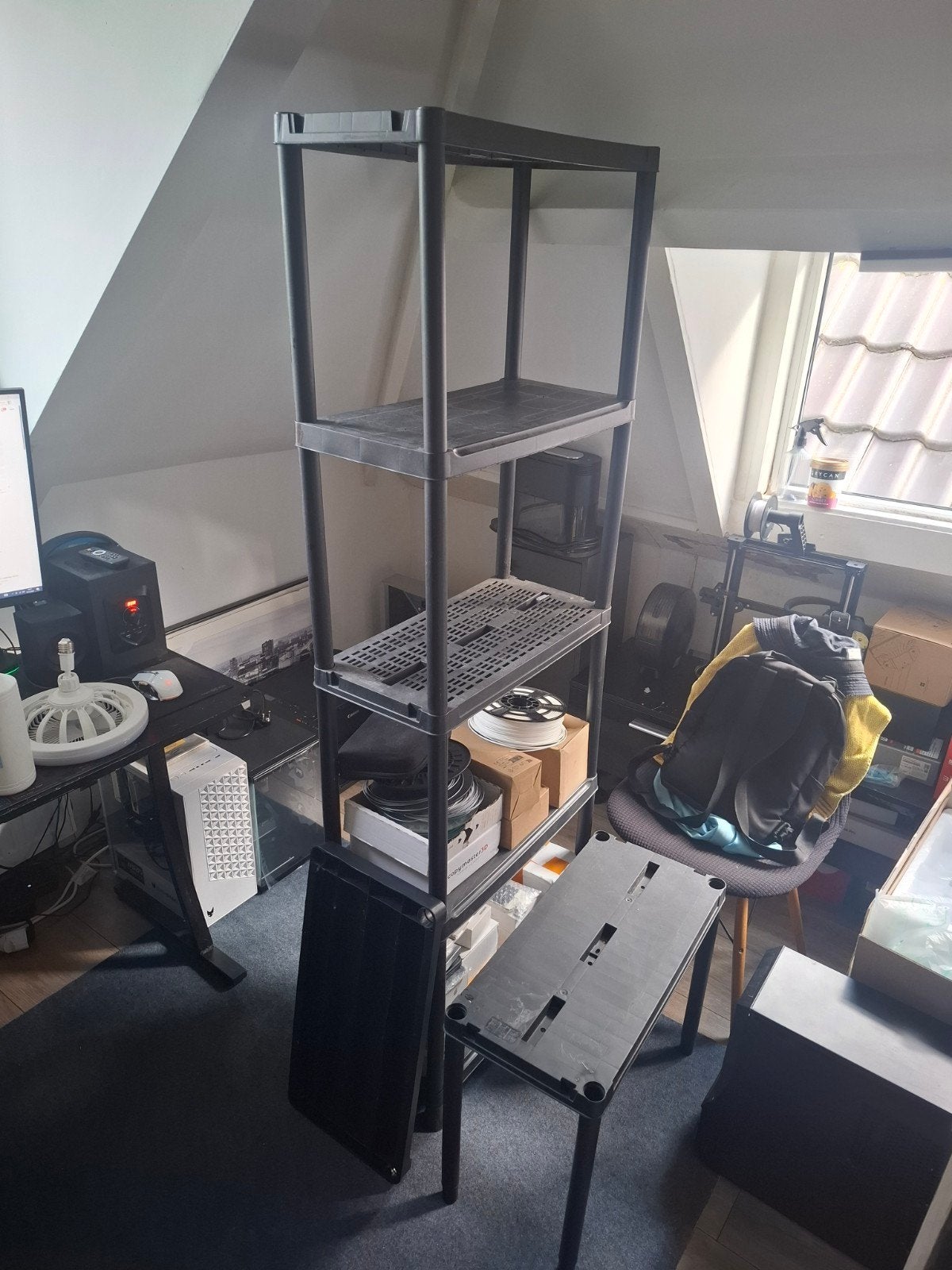 Stevige kunststof stellingkast - Zwart, 5 planken, Ophalen of Verzenden, Gebruikt
