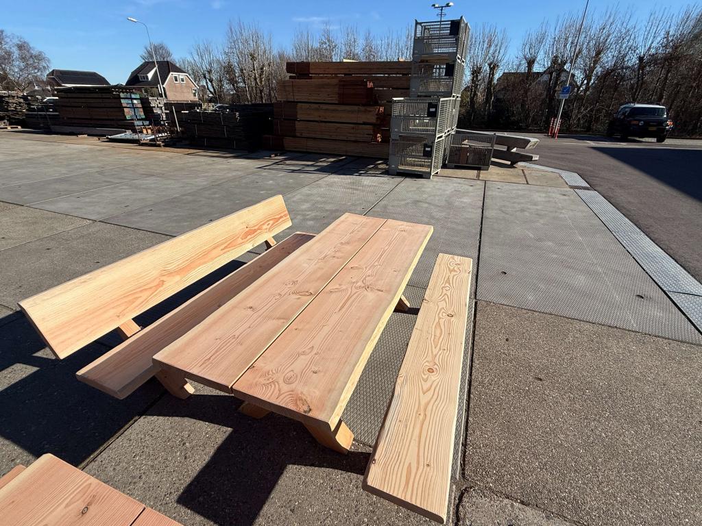 Douglas tuinset 200 cm – Kruispoot tafel + bank met en zonde, Tuin en Terras, Tuinsets en Loungesets, Hout@hameren.nl, Hertog van beijerenstraat 2a