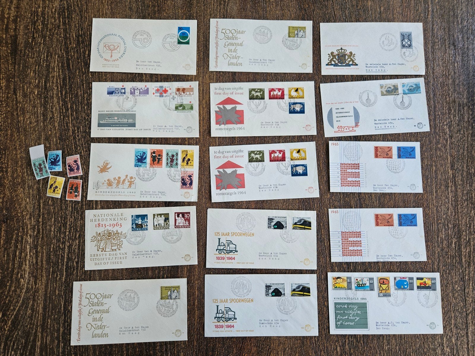 58x eerstedagenvelop, beschreven, open klep, Ophalen of Verzenden, Beschreven, Nederland