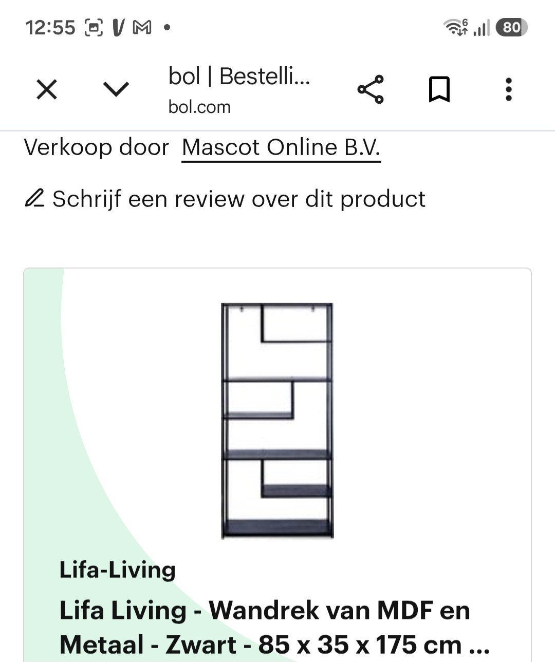 Goed onderhouden stellingkast - Zwart metaal en MDF, Ophalen of Verzenden, Zo goed als nieuw