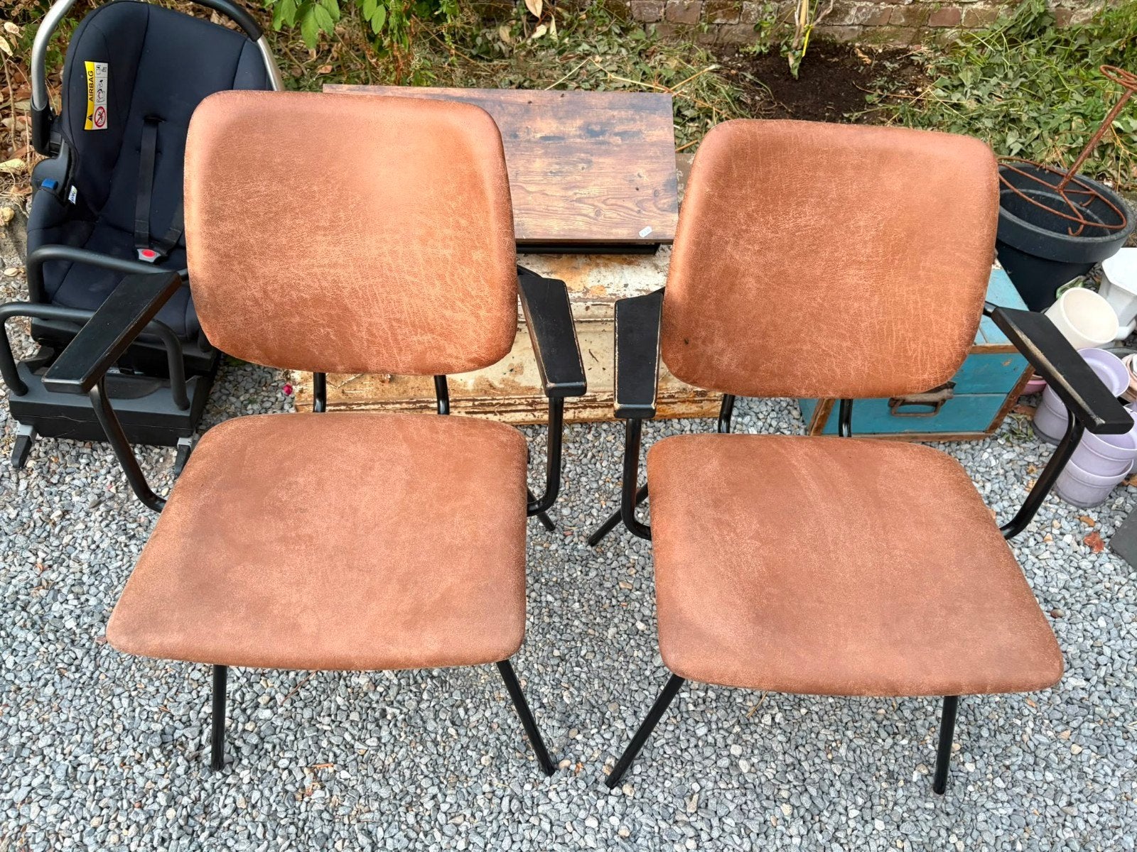 Set van 2 vintage stoelen met armleuningen, Antiek en Kunst, Ophalen