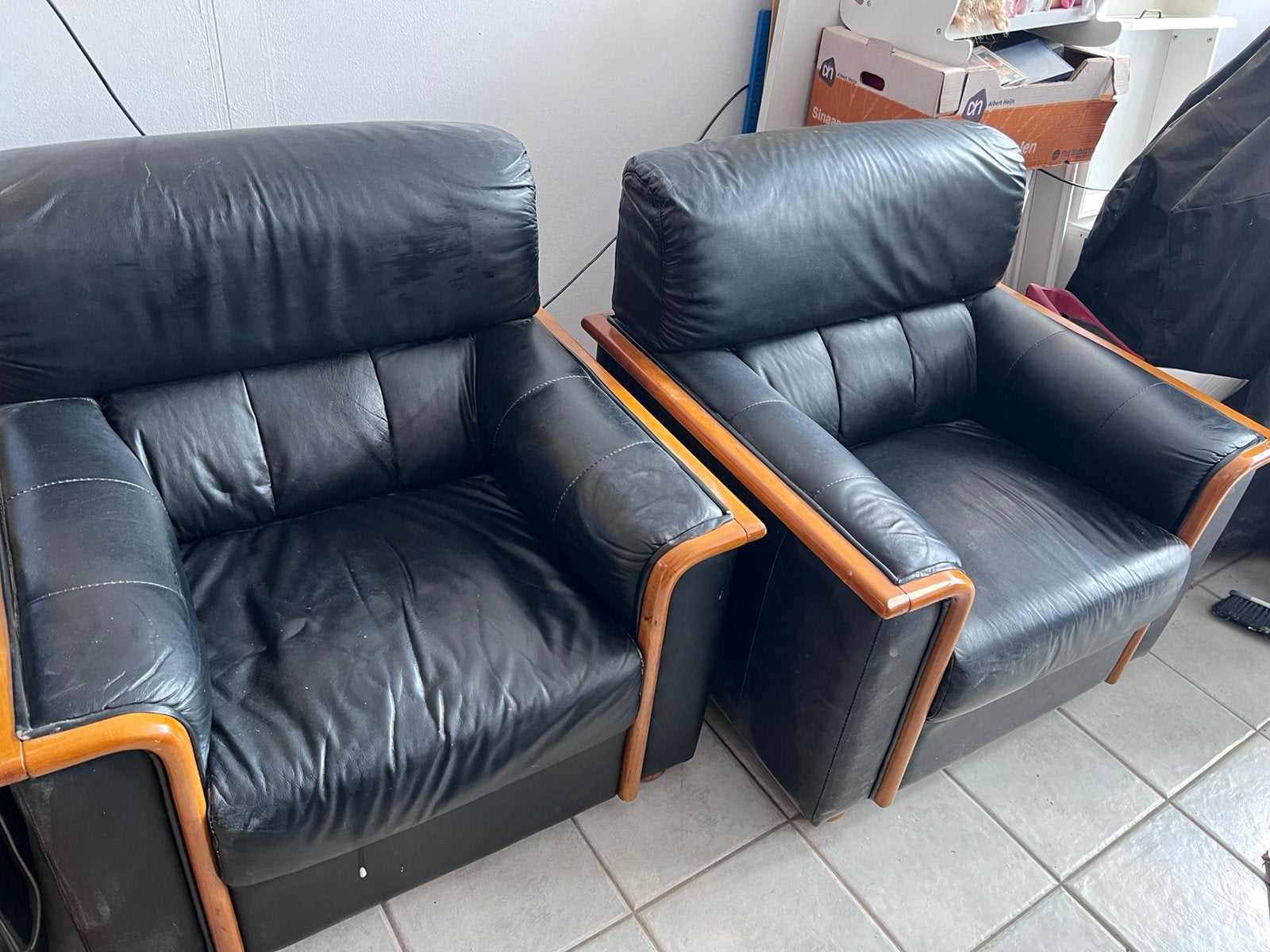 Gratis stoelen, fauteuils, Ophalen, Gebruikt, 50 tot 75 cm, Leer
