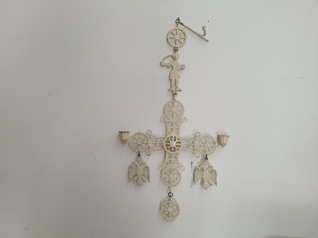 vintage antieke gietijzeren hanglamp, Antiek en Kunst, Antiek | Lampen, Ophalen of Verzenden