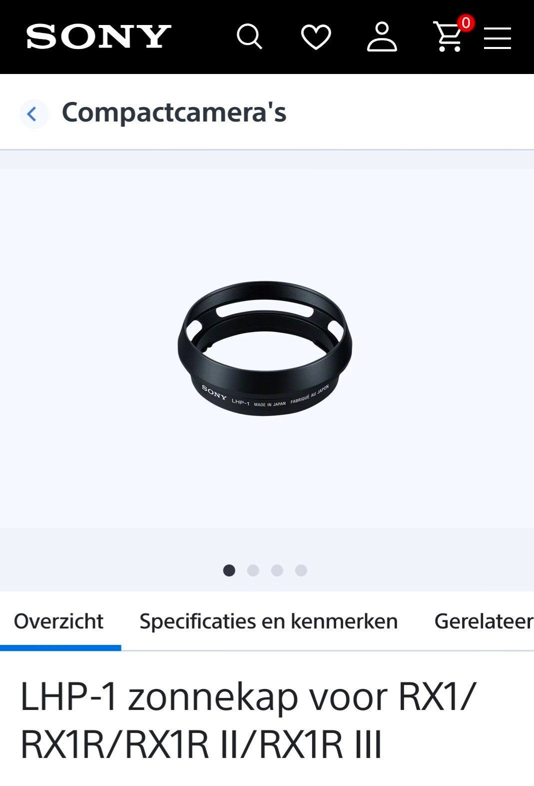 Sony LHP1 Zonnekap voor RX1R Gezocht, Ophalen of Verzenden