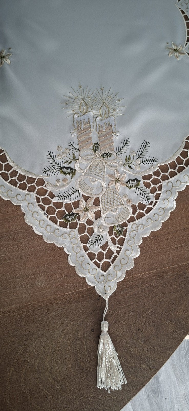 Tafelloper Kerst polyester geborduurd 180x42cm in nieuwstaat, Ophalen, Zo goed als nieuw