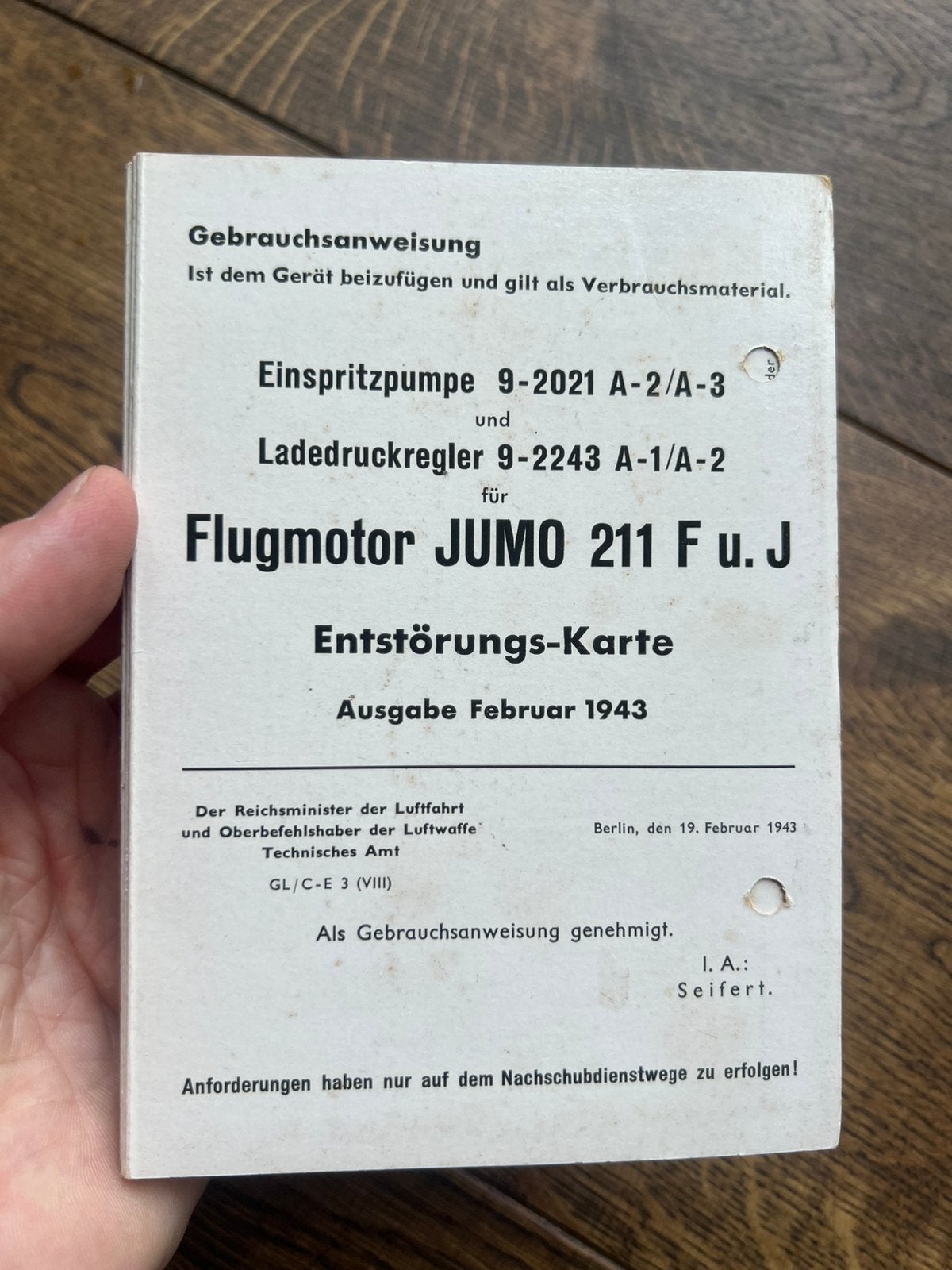 WO2 Duits Junkers Ju87 Stuka motor instructiekaart Luftwaffe, Verzenden, Duitsland, Luchtmacht