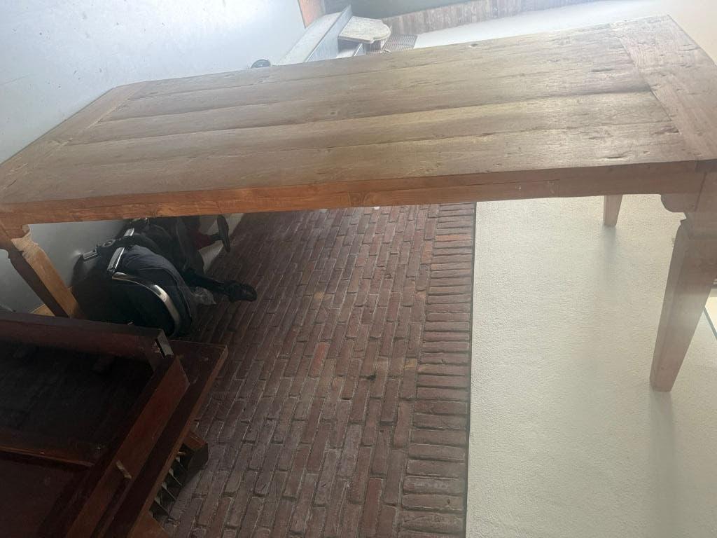 Massief eikenhouten grote eettafel 220 x 100 cm, Ophalen, 100 tot 150 cm, Eikenhout, 200 cm of meer