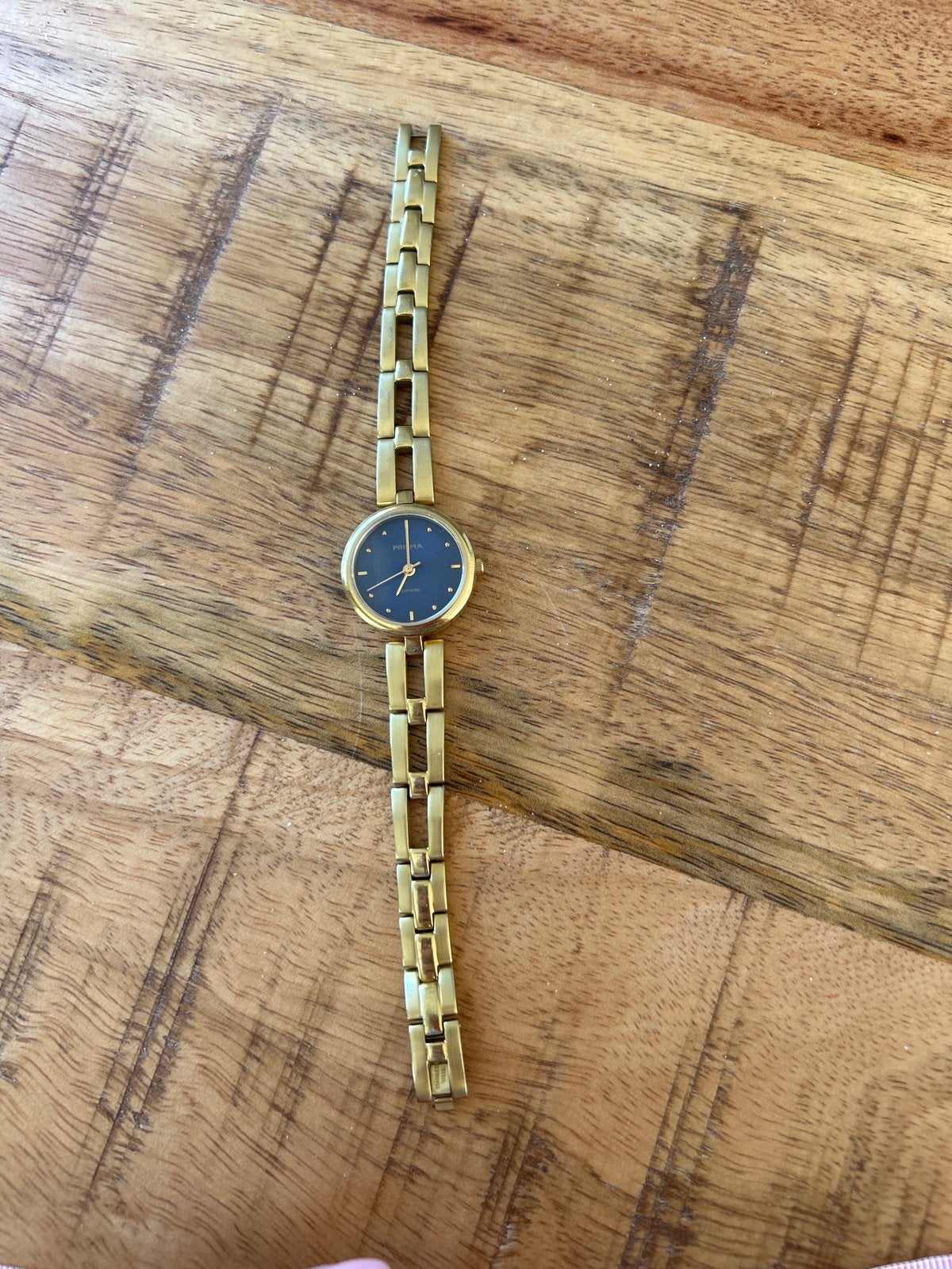Gouden dameshorloge - 17,5 cm lang- prisma, Overige merken, Gebruikt, Polshorloge, Ophalen of Verzenden