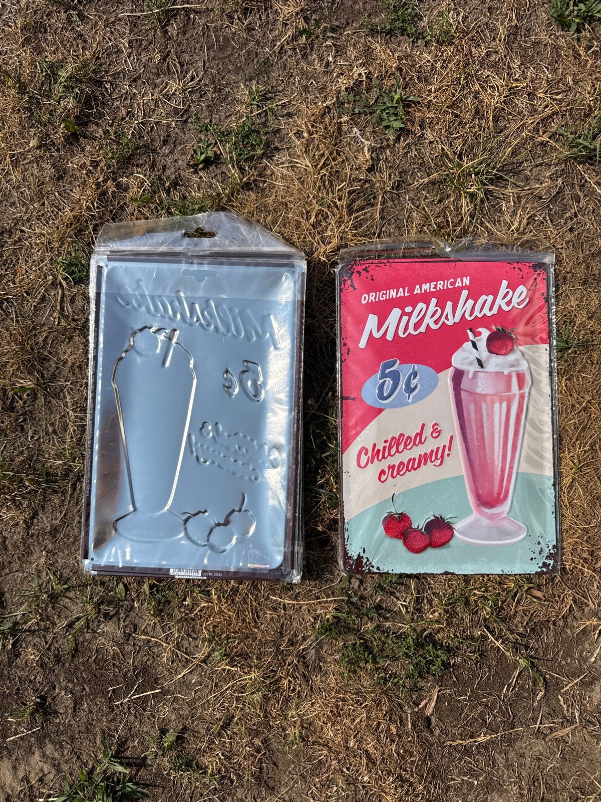 Vintage Milkshake Metalen Bord - Nieuw in Verpakking, Huis en Inrichting, Woonaccessoires | Overige, Ophalen, Vintage, Meerkleurig
