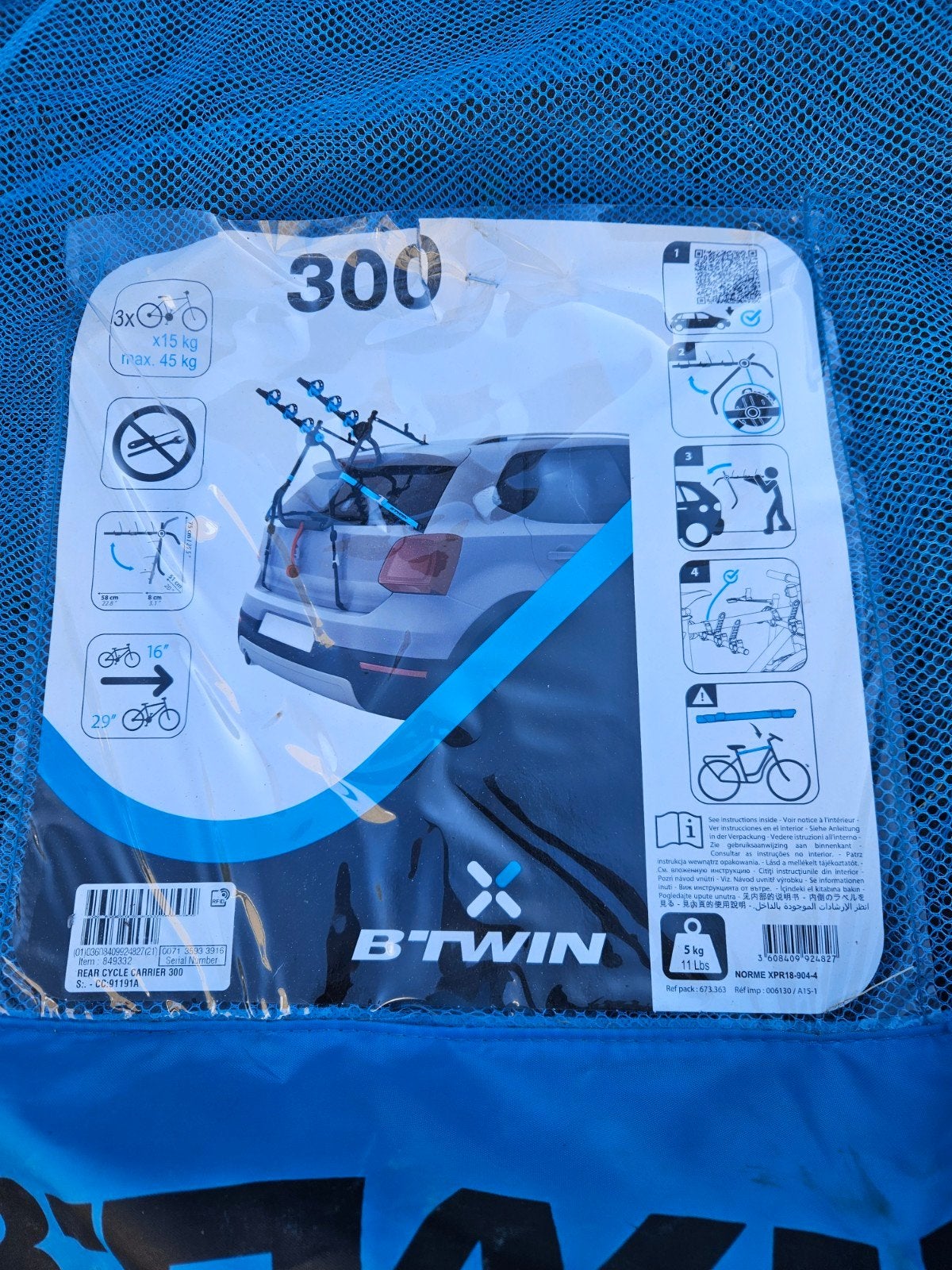 Universele fietsendrager van B'Twin voor 3 fietsen, Ophalen, 3 fietsen of meer, Gebruikt, Achterklepdrager