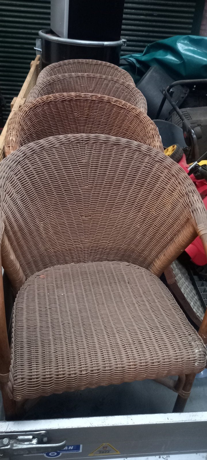 Set van 4 rotan stoelen, Ophalen, Gebruikt, Bruin, Riet of Rotan