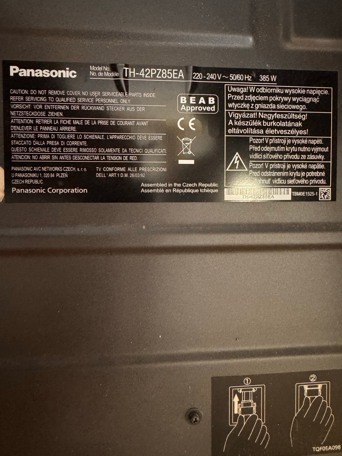 Panasonic TH-42PZ85EA Plasma TV - 42 inch, Audio, Tv en Foto, Televisies, Ophalen, Gebruikt, Panasonic, 50 Hz