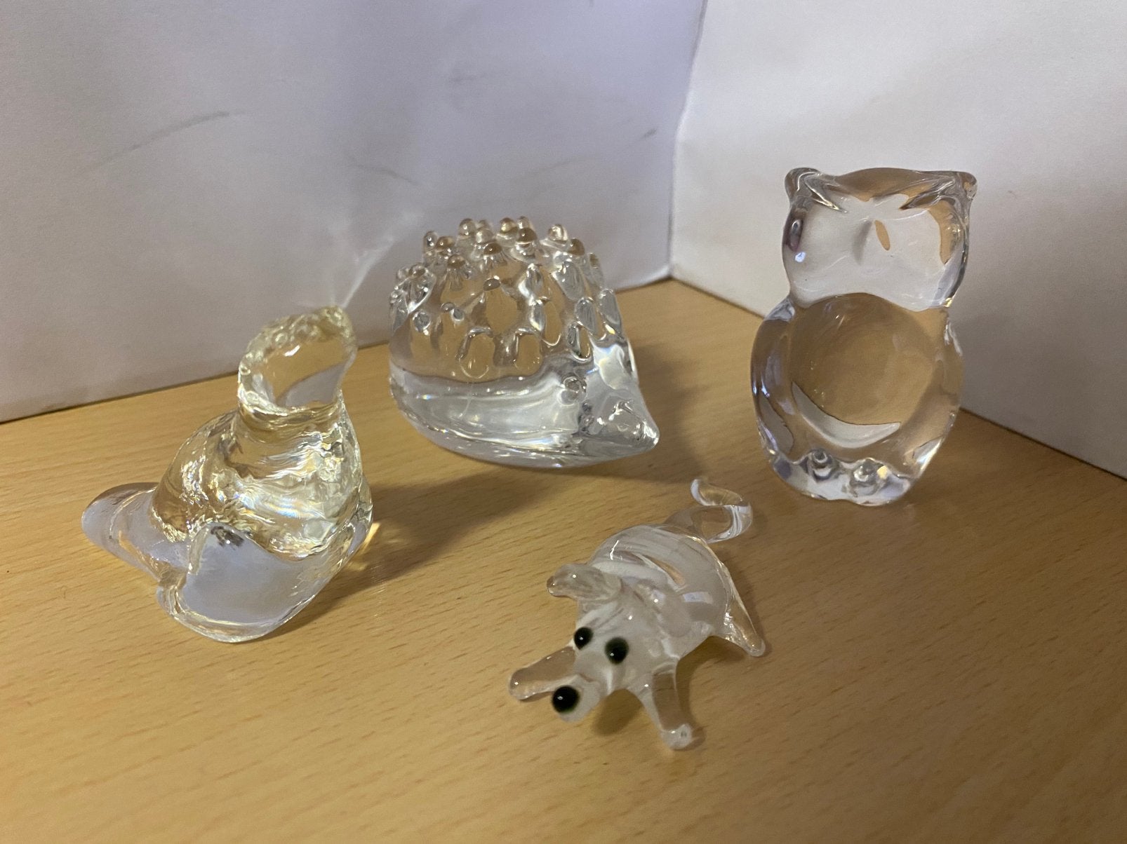 4 dieren glas figuur - transparant kristal beeldjes, Antiek en Kunst, Antiek | Glas en Kristal, Ophalen of Verzenden