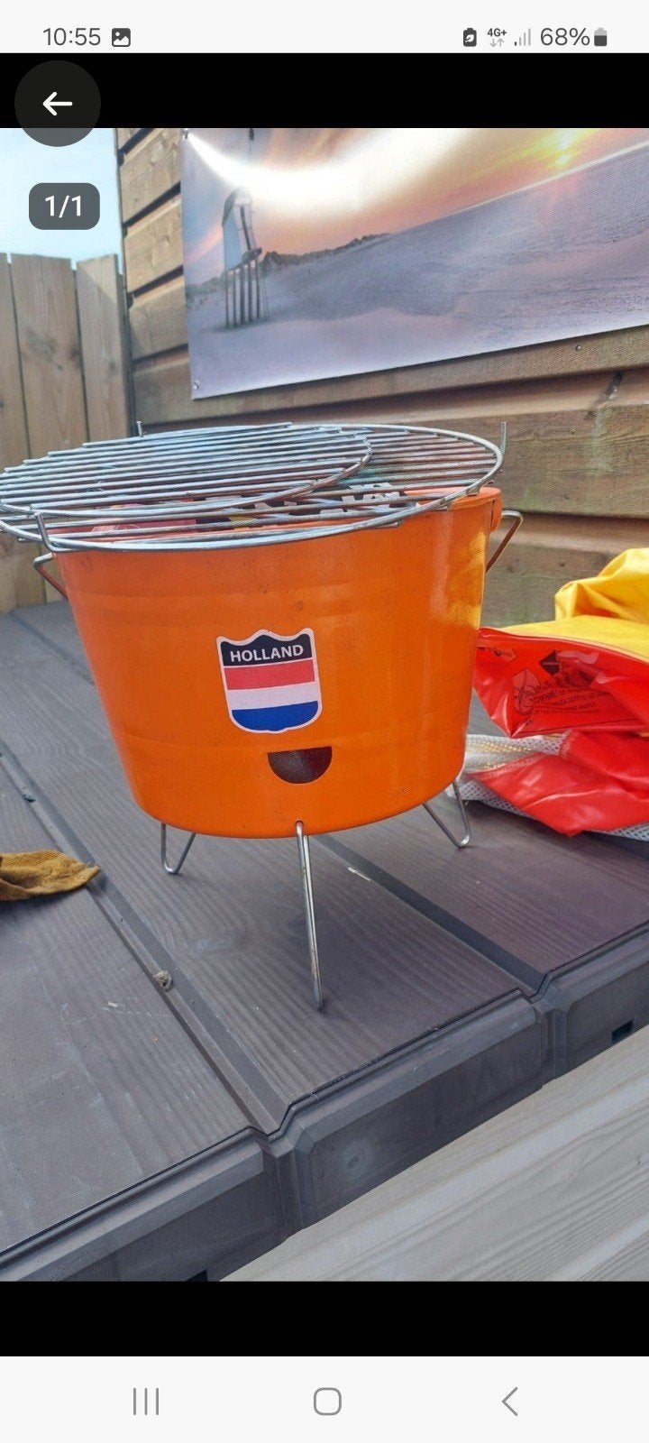 Oranje Holland BBQ Emmer - Compacte en Draagbare Grill, Ophalen of Verzenden, Gebruikt, Onbekend