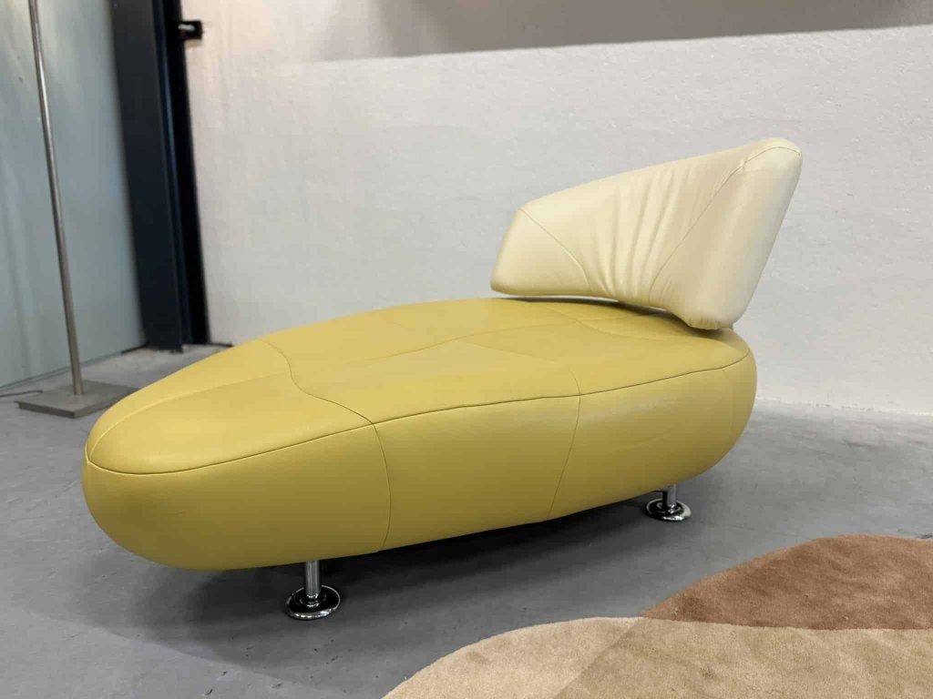 2 Leolux Kikko Chaise Longue Fauteuil Groen creme leer Bank, Leolux, Info@leolux.nl, 150 tot 200 cm, Tweepersoons