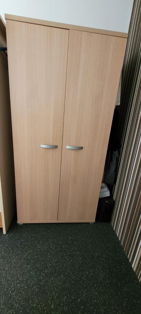 Kledingkast of opbergkast met twee deuren - licht hout, Ophalen, 50 tot 100 cm, Modern, 150 tot 200 cm