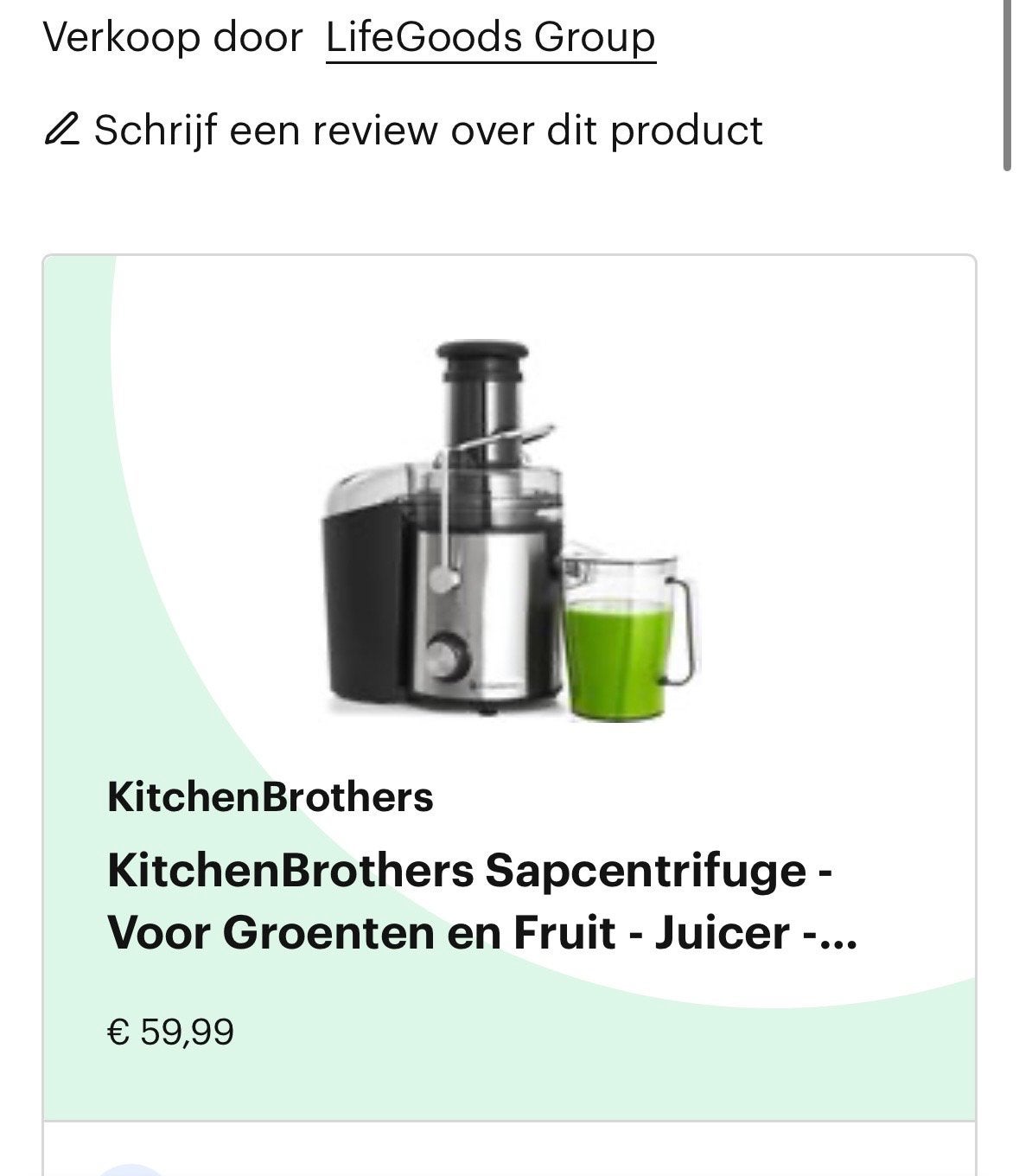 KitchenBrothers Sapcentrifuge - Zo goed als nieuw, Ophalen, Zo goed als nieuw, Elektrisch, Sapcentrifuge
