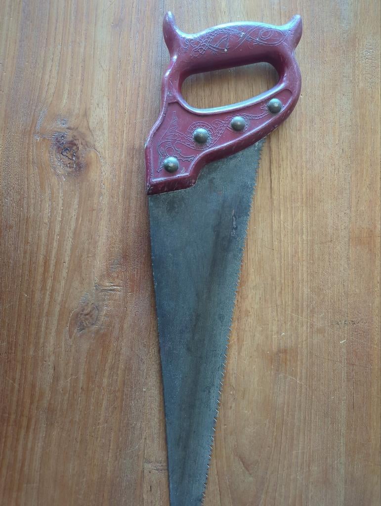 Vintage handzaag met rood handvat, Ophalen of Verzenden, Gebruikt
