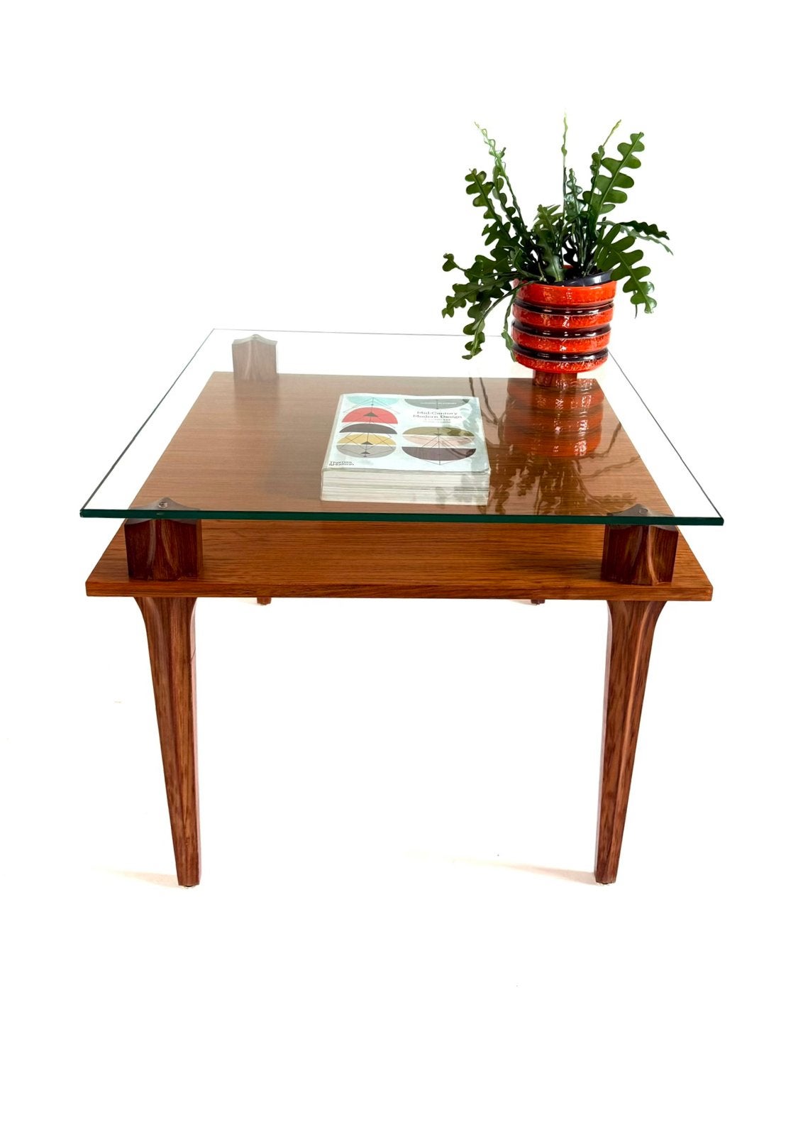 Vintage teakhouten salontafel, Hohnert ‘60, Huis en Inrichting, Tafels | Salontafels, 50 – 75, Hohnert, 50 tot 100 cm, Vintage retro buisframe design rotan webbing papercord deens