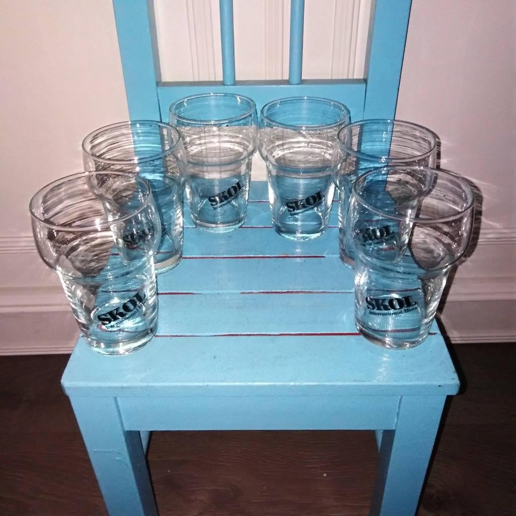 Skol bierglazen international bier set van 6, Verzamelen, Ophalen, Gebruikt, Glas of Glazen, Overige merken