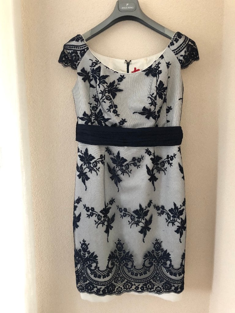 Dames jurk, sjaal en tas, Ophalen, Blauw, Zo goed als nieuw, Knielengte