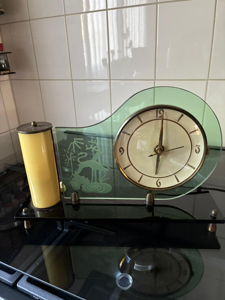 Te koop antieke klok met lamp, Antiek en Kunst, Ophalen