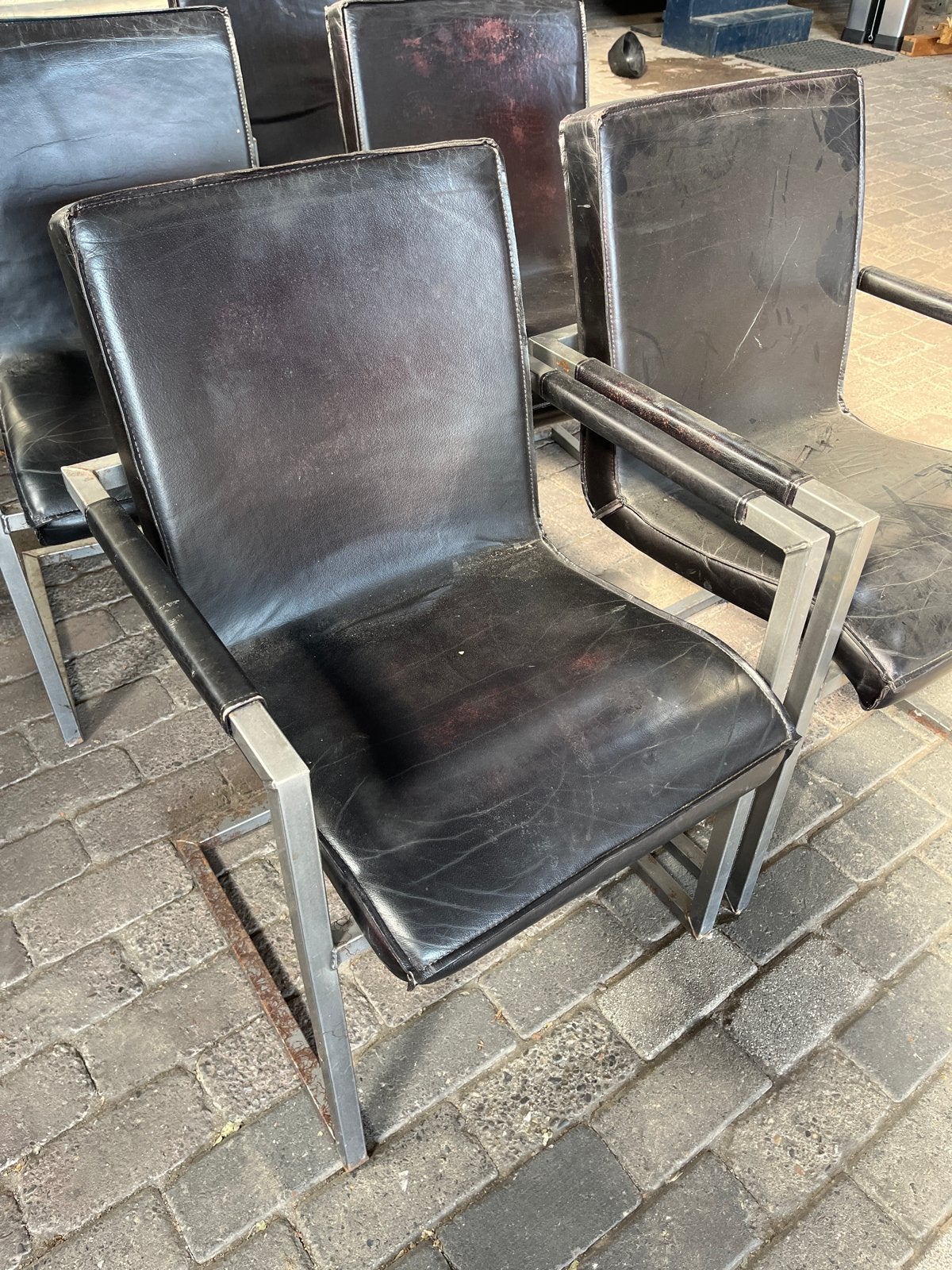 6 gebruikte stoelen gratis af te halen, Ophalen, Gebruikt, Zwart, Leer