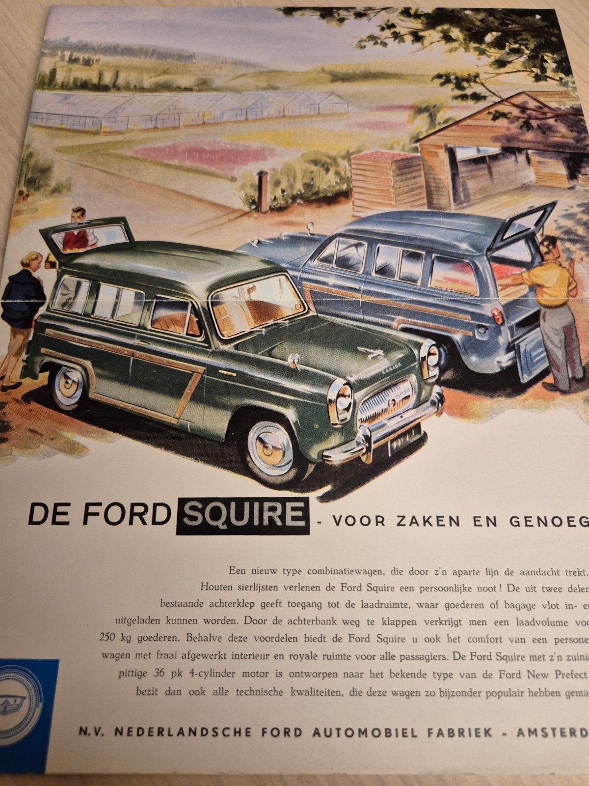 1955 Nederlands Ford Squire stationcar woody strips folder, Ophalen of Verzenden, Ford