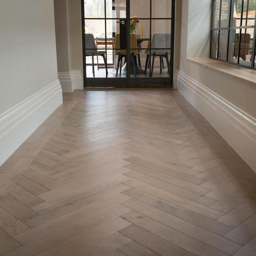 Echt eiken VISGRAAT PARKET VLOER white wash, Ophalen of Verzenden, Nieuw, 75 m² of meer, Parket
