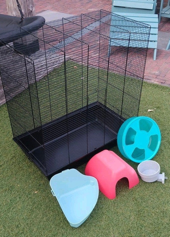 Ruime kooi voor knaagdieren, met accessoires, Ophalen, Kooi, Gebruikt, 60 tot 90 cm