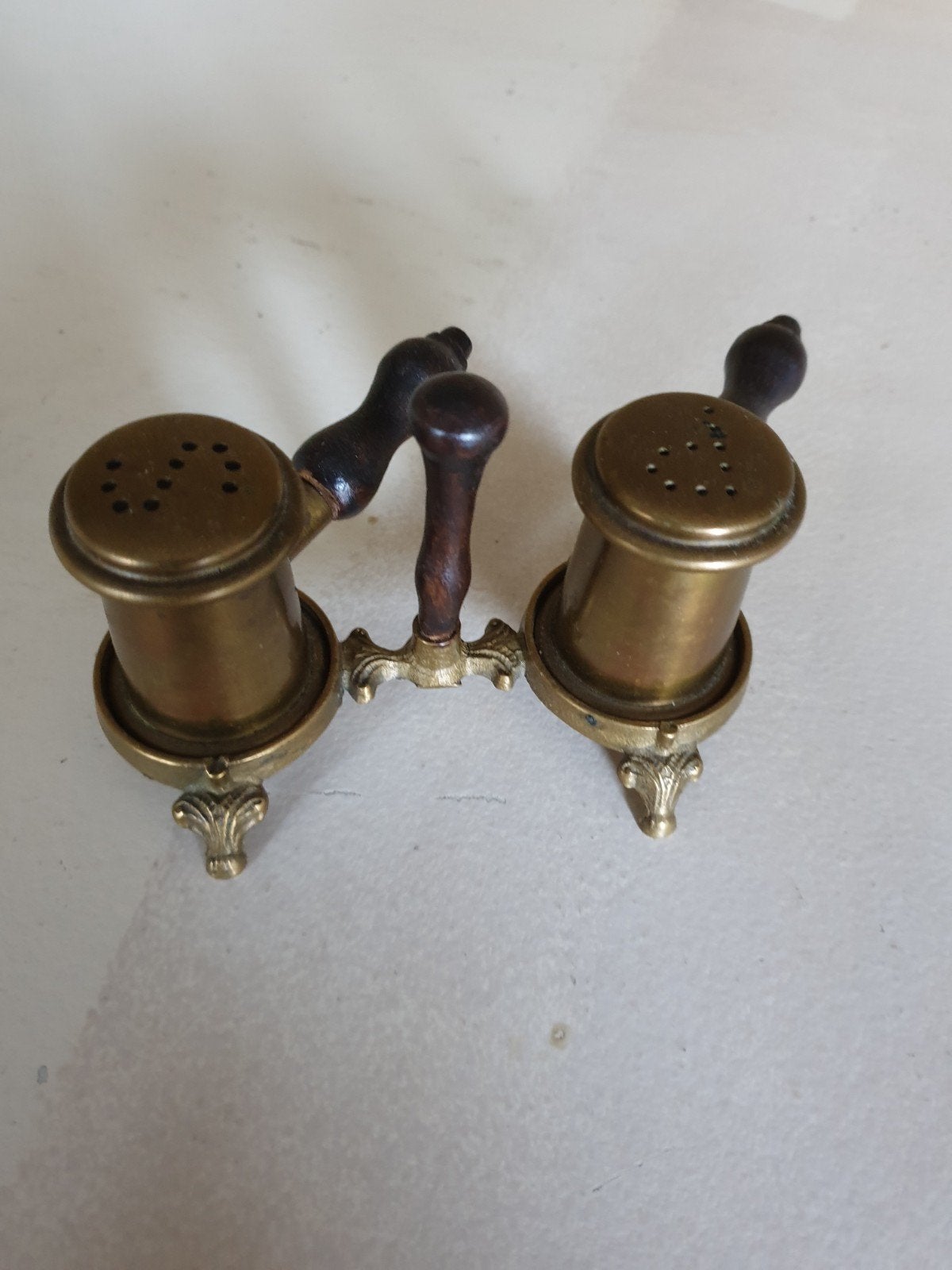 Antiek messing peper en zout stelletje, Antiek en Kunst, Ophalen of Verzenden